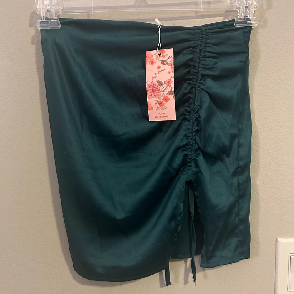 SHEIN Dark Green Ruched Pencil Skirt